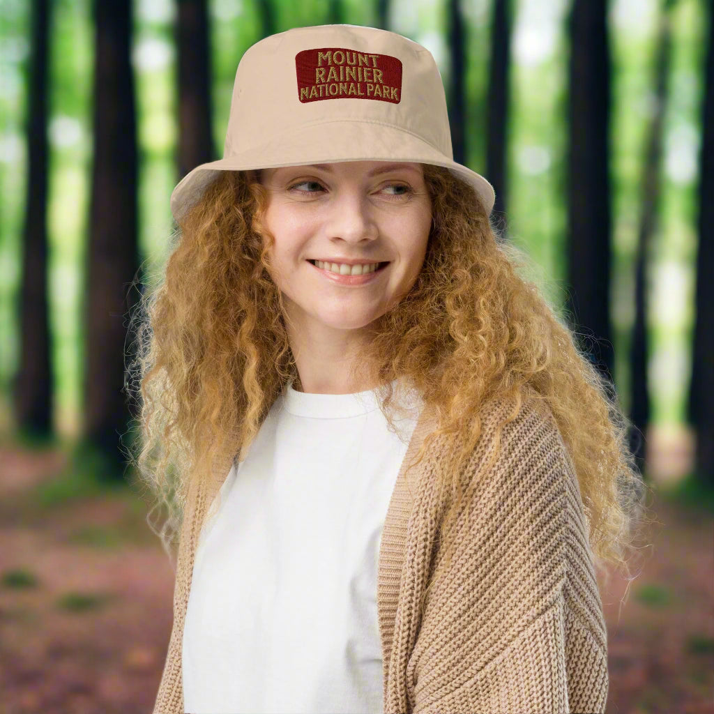 Mount Rainier National Park Sign Organic Bucket Hat Park Service Apparel