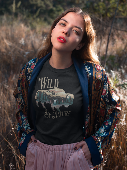 Wild By Nature Unisex Fit Soft T- Shirt Scenic Buffalo Tee Printify