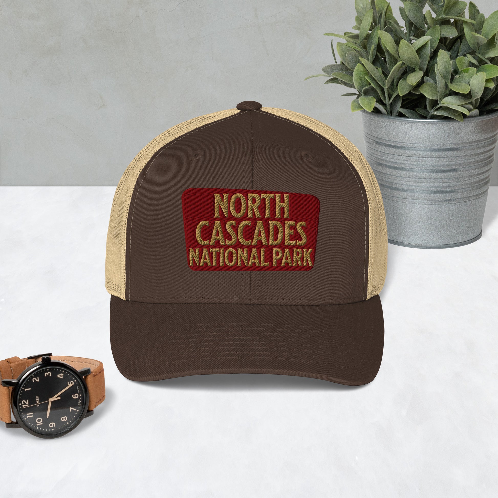 North Cascades National Park Sign Embroidered Trucker Hat Park Service Apparel