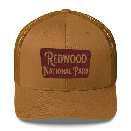 Redwood Embroidered National Park Trucker Hat hat Park Service Apparel Caramel