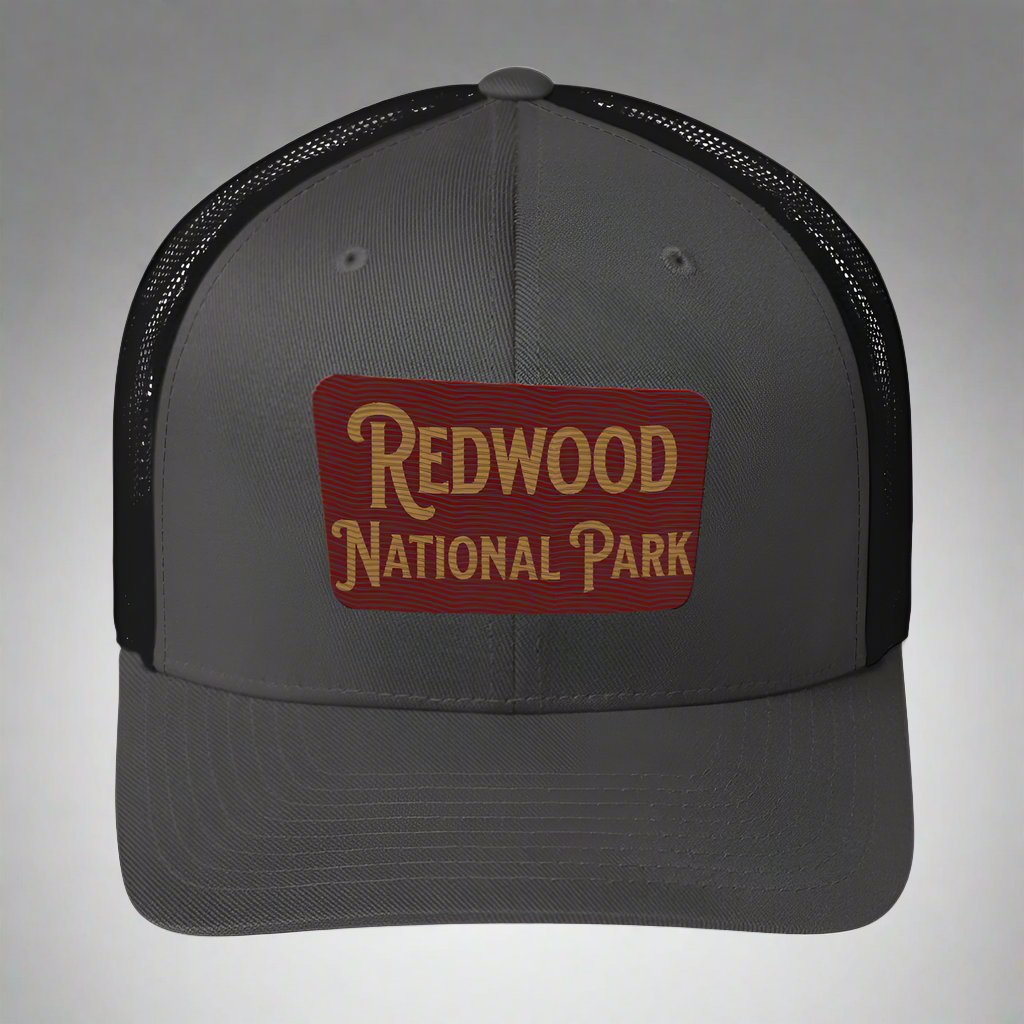 Redwood Embroidered National Park Trucker Hat hat Park Service Apparel Charcoal/ Black