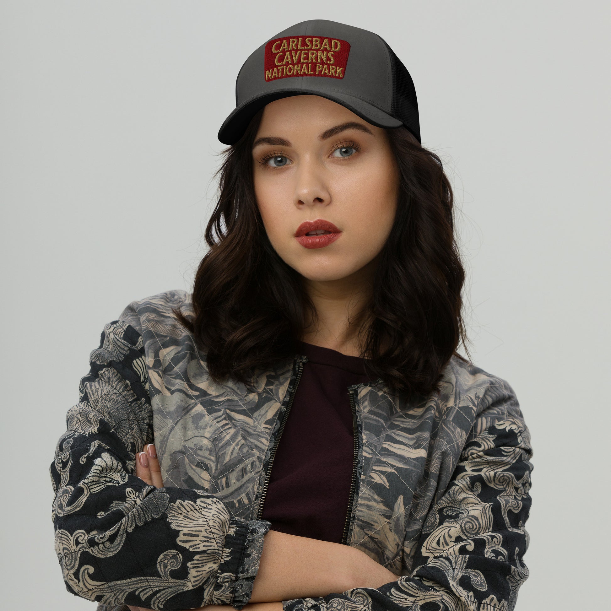 Carlsbad Caverns National Park Sign Embroidered Trucker Hat Park Service Apparel