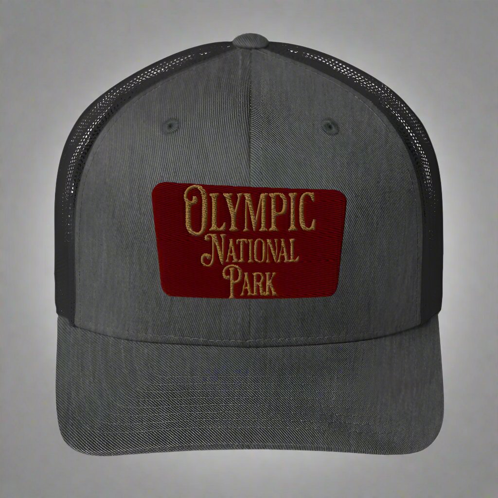 Olympic Embroidered National Park Trucker Hat hat Park Service Apparel Dark Heather Gray