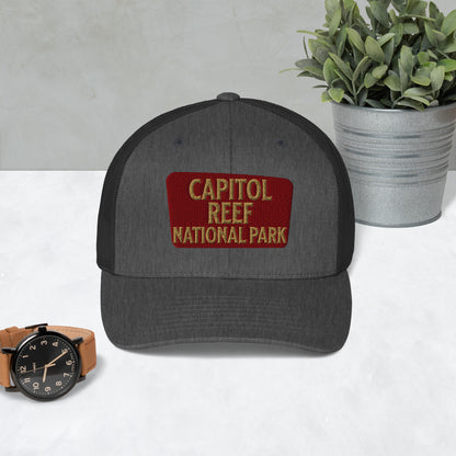 Capitol Reef National Park Sign Embroidered Trucker Hat hat Park Service Apparel