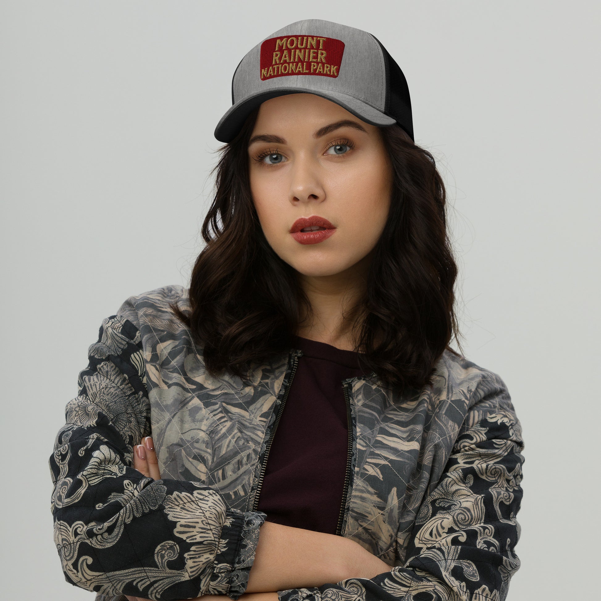 Mount Rainier National Park Sign Embroidered Trucker Hat Park Service Apparel