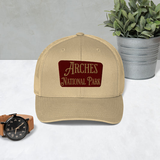 Arches Embroidered National Park Sign Trucker Hat Park Service Apparel
