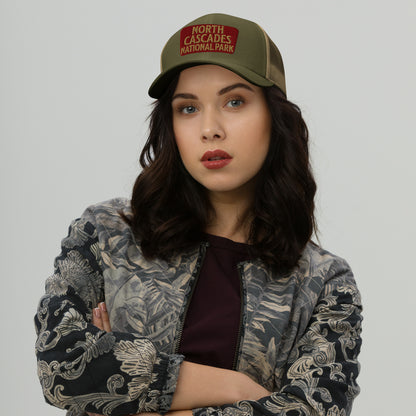 North Cascades National Park Sign Embroidered Trucker Hat Park Service Apparel