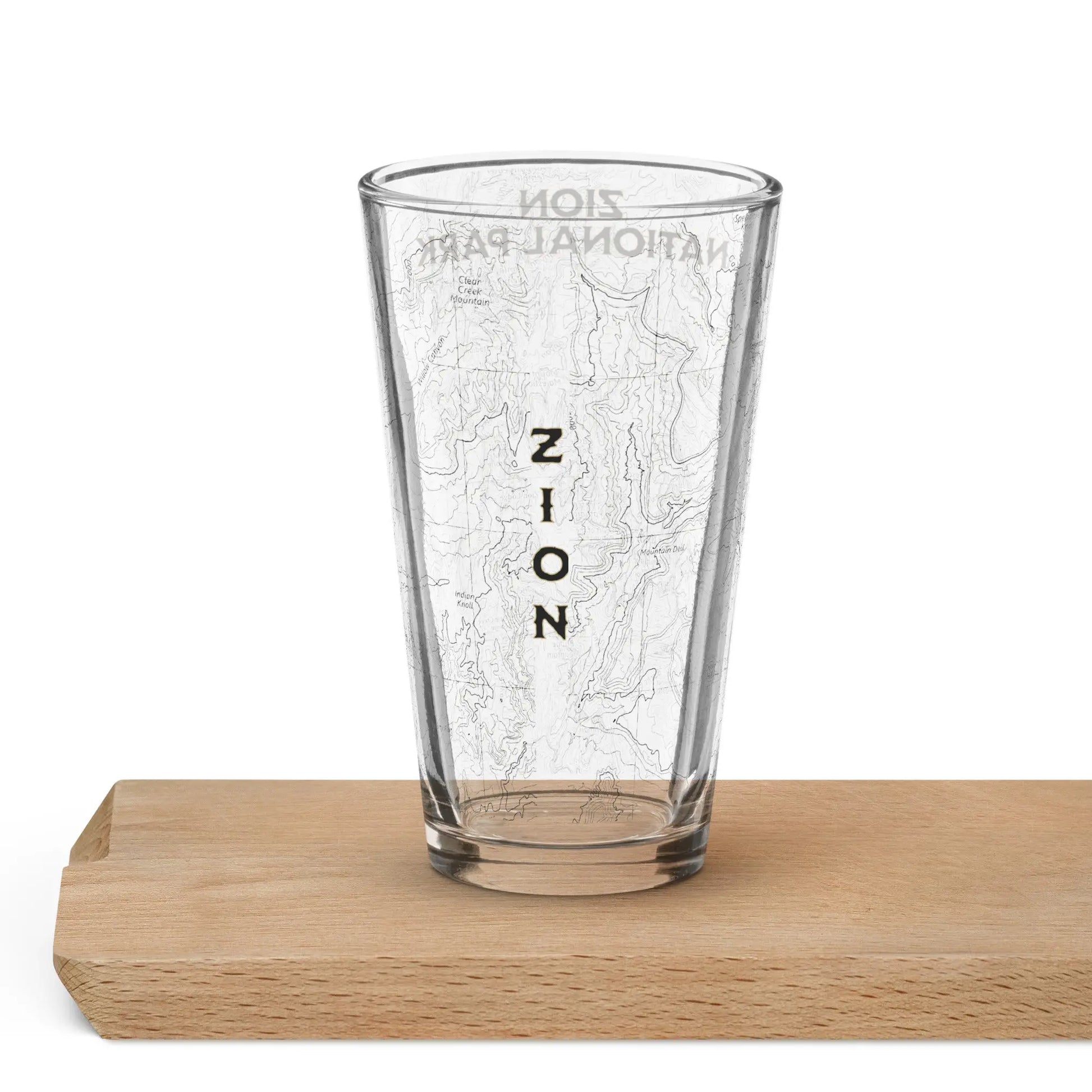 Zion National Park Topographic Pint Glass 16oz - Park Service Apparel