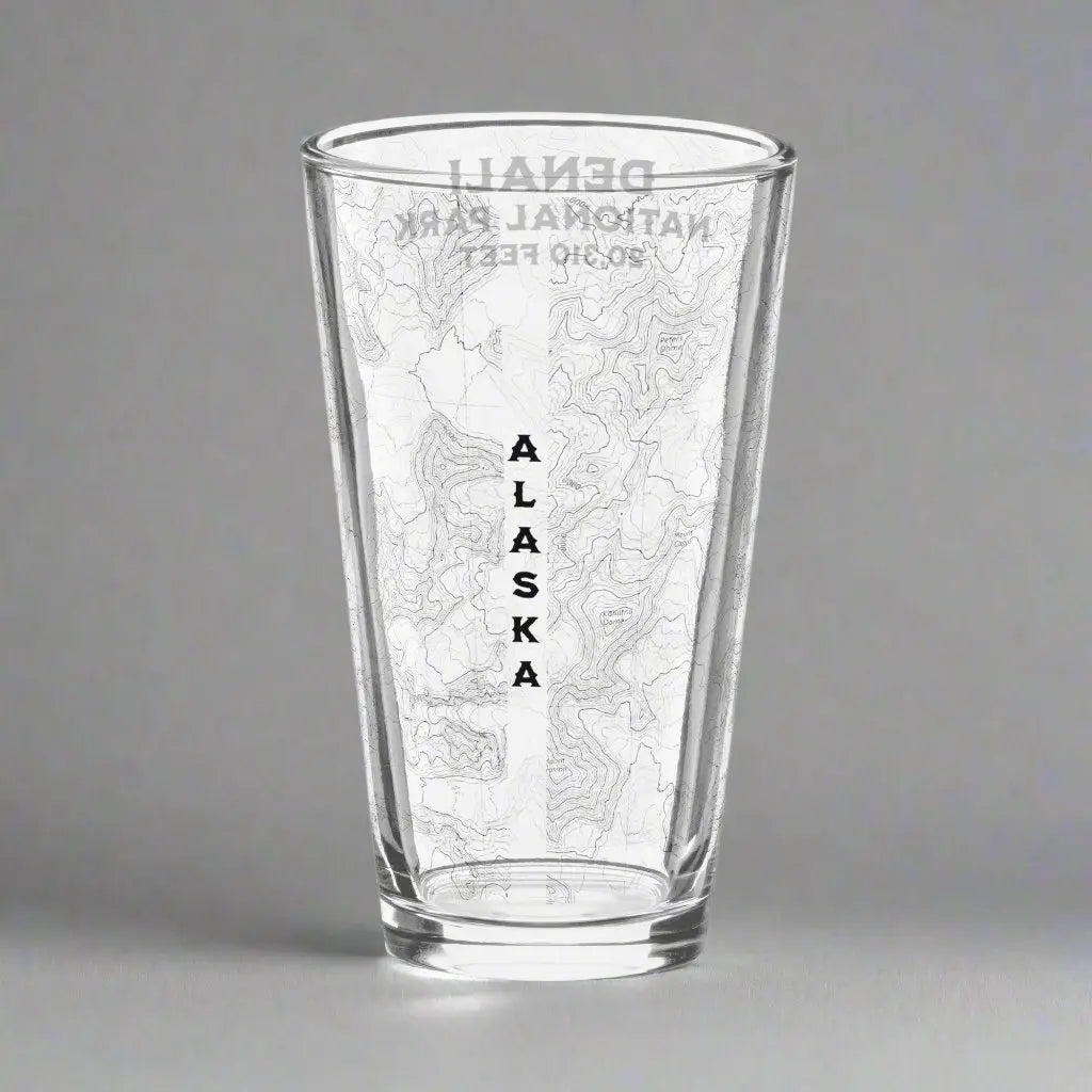 Denali National Park Topographic Pint Beer Glass - Park Service Apparel