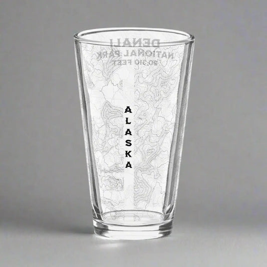Denali National Park Topographic Pint Beer Glass - Park Service Apparel