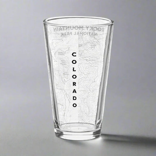 Rocky Mountain National Park Topographic Pint Glass USGS Map Print - Park Service Apparel
