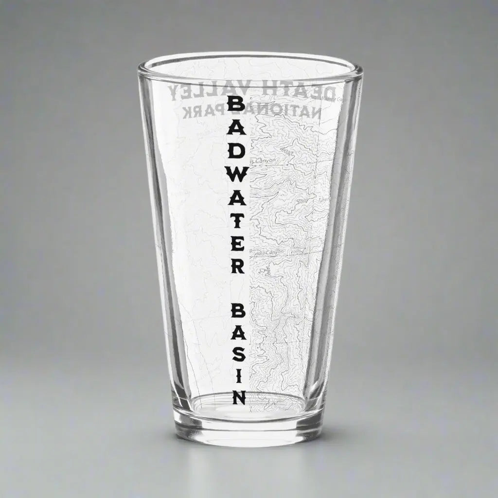Death Valley National Park Topographic Pint Glass Badwater Basin Topo - Park Service Apparel