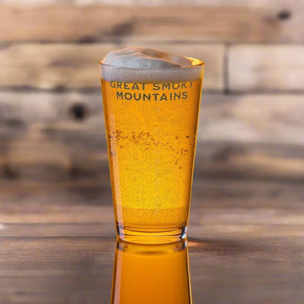 Smoky Mountain National Park Topographic Pint Glass Appalachian Trail - Park Service Apparel