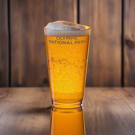 Olympic National Park Topographic Pint Glass Real USGS Topo Map - Park Service Apparel