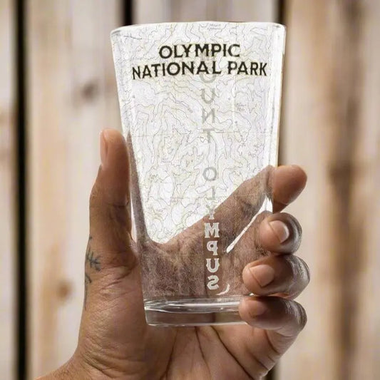 Olympic National Park Topographic Pint Glass Real USGS Topo Map - Park Service Apparel