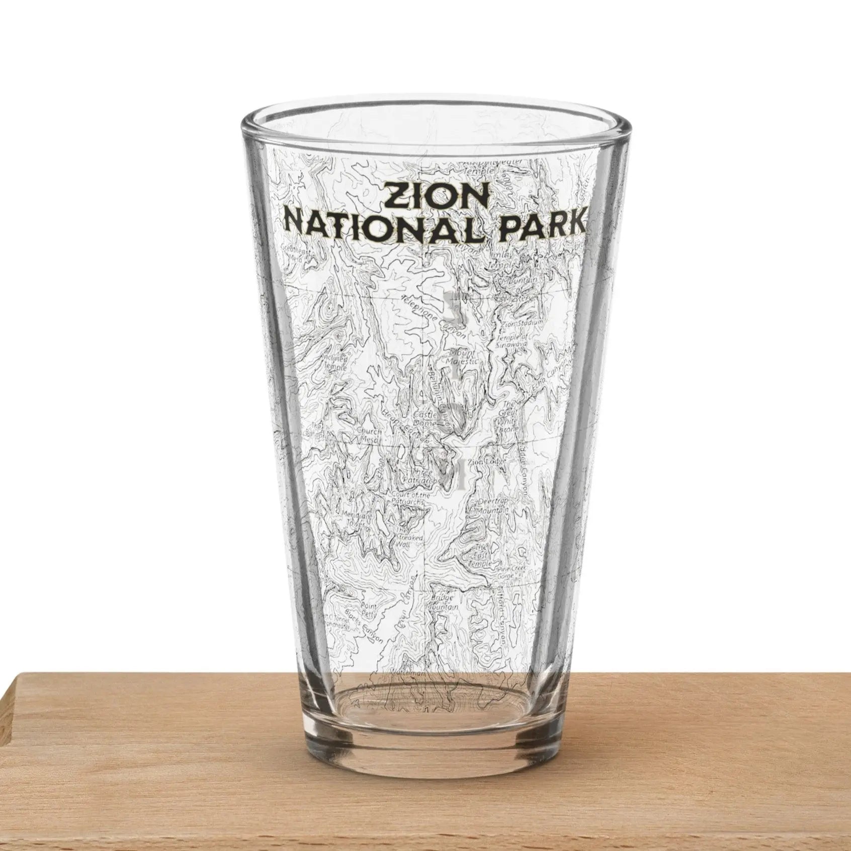 Zion National Park Topographic Pint Glass 16oz - Park Service Apparel