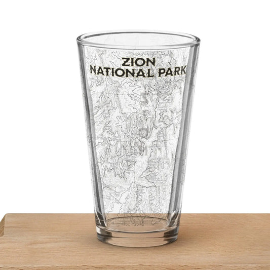 Zion National Park Topographic Pint Glass 16oz - Park Service Apparel