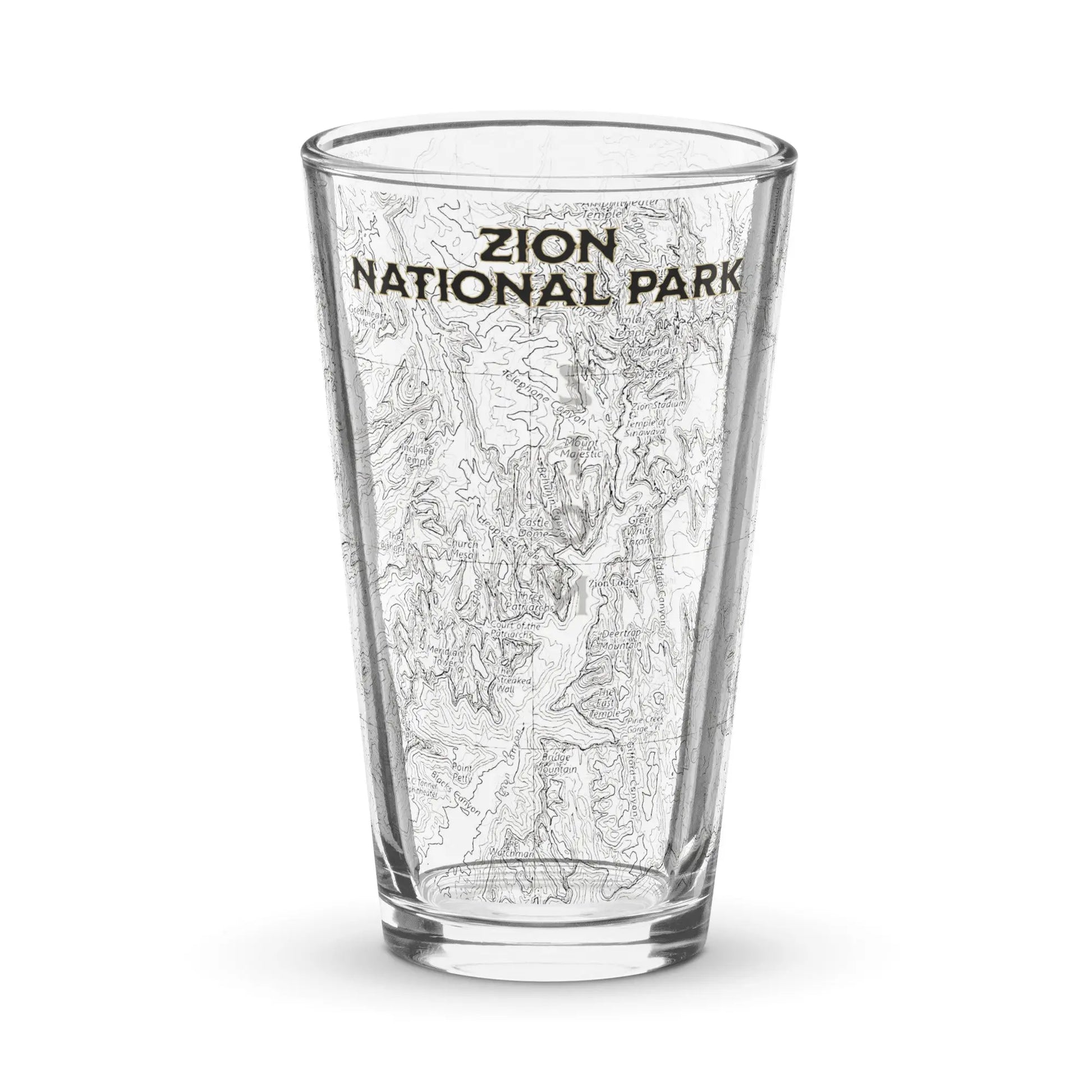 Zion National Park Topographic Pint Glass 16oz - Park Service Apparel