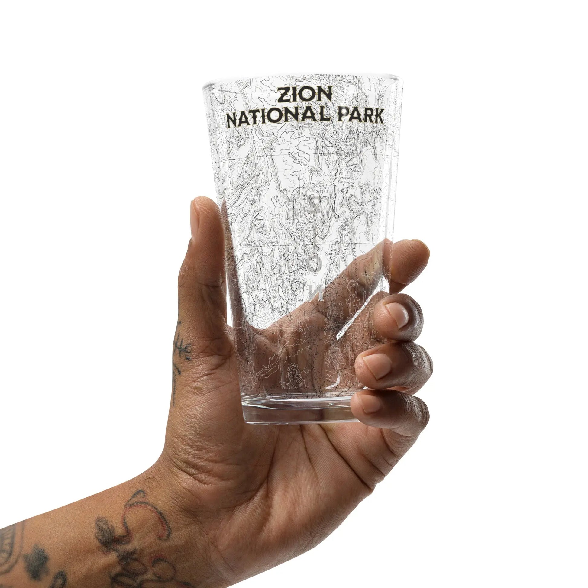 Zion National Park Topographic Pint Glass 16oz - Park Service Apparel