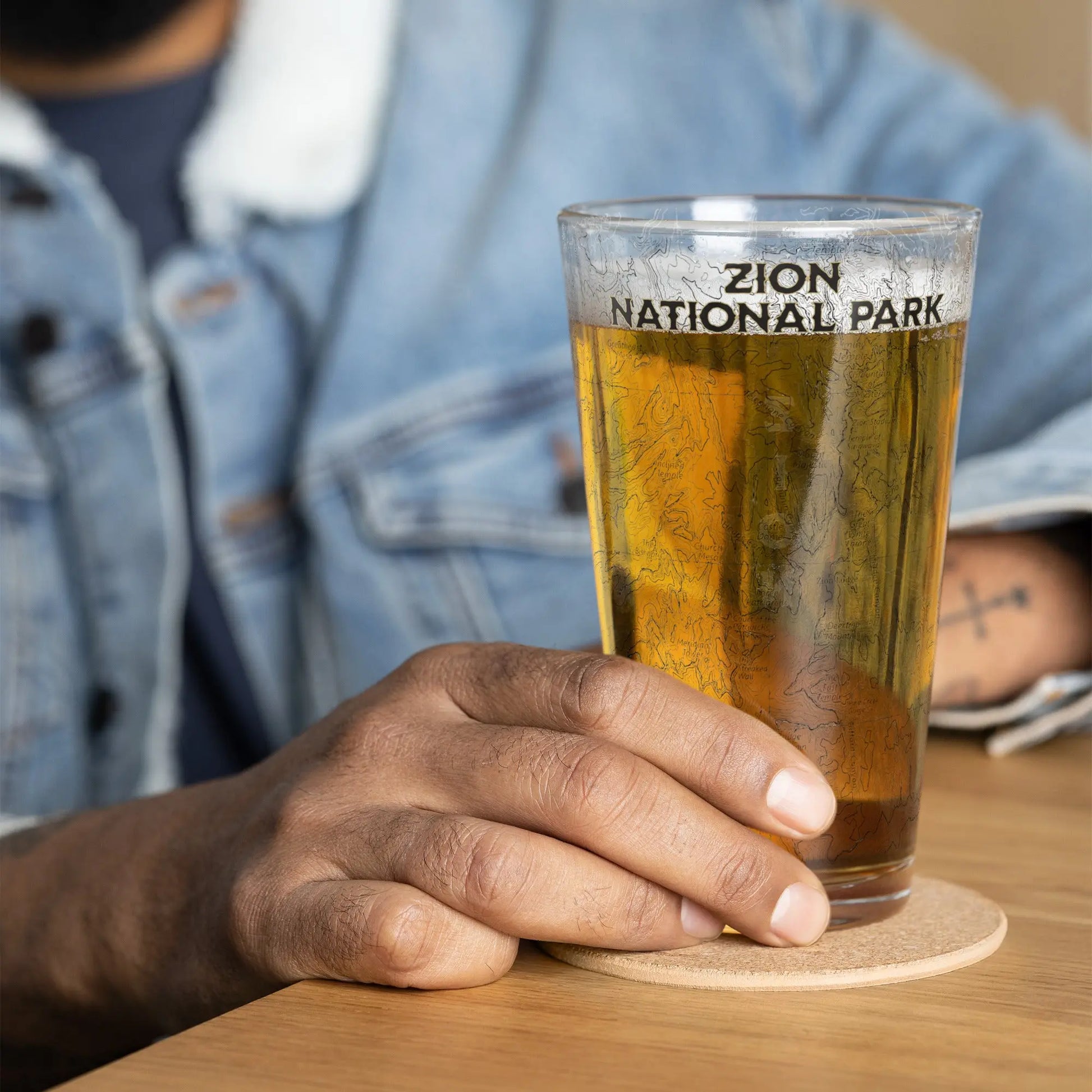 Zion National Park Topographic Pint Glass 16oz - Park Service Apparel