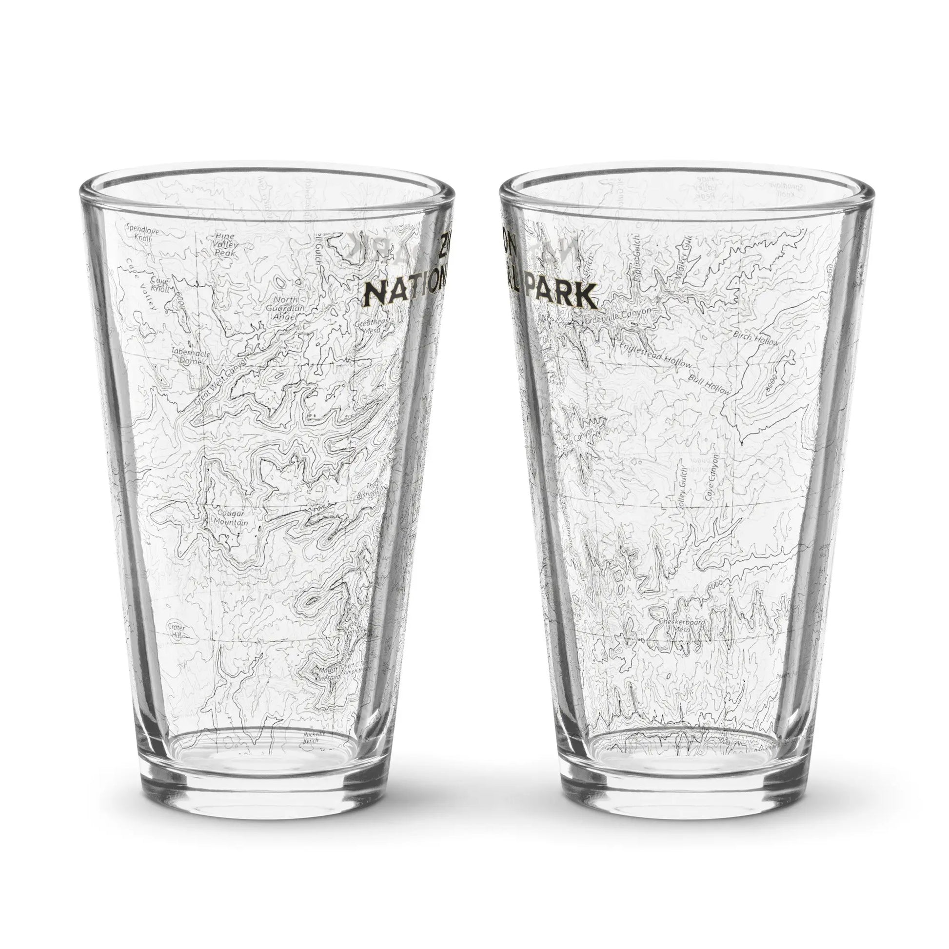 Zion National Park Topographic Pint Glass 16oz - Park Service Apparel