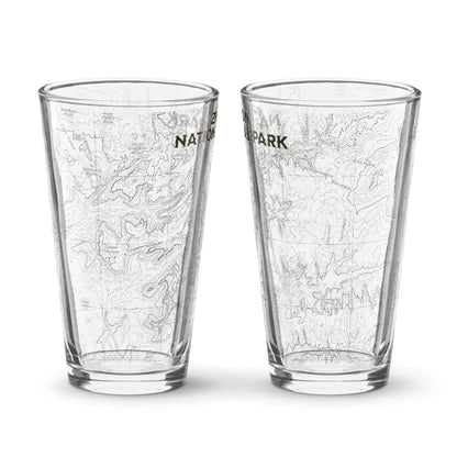 Zion National Park Topographic Pint Glass 16oz - Park Service Apparel