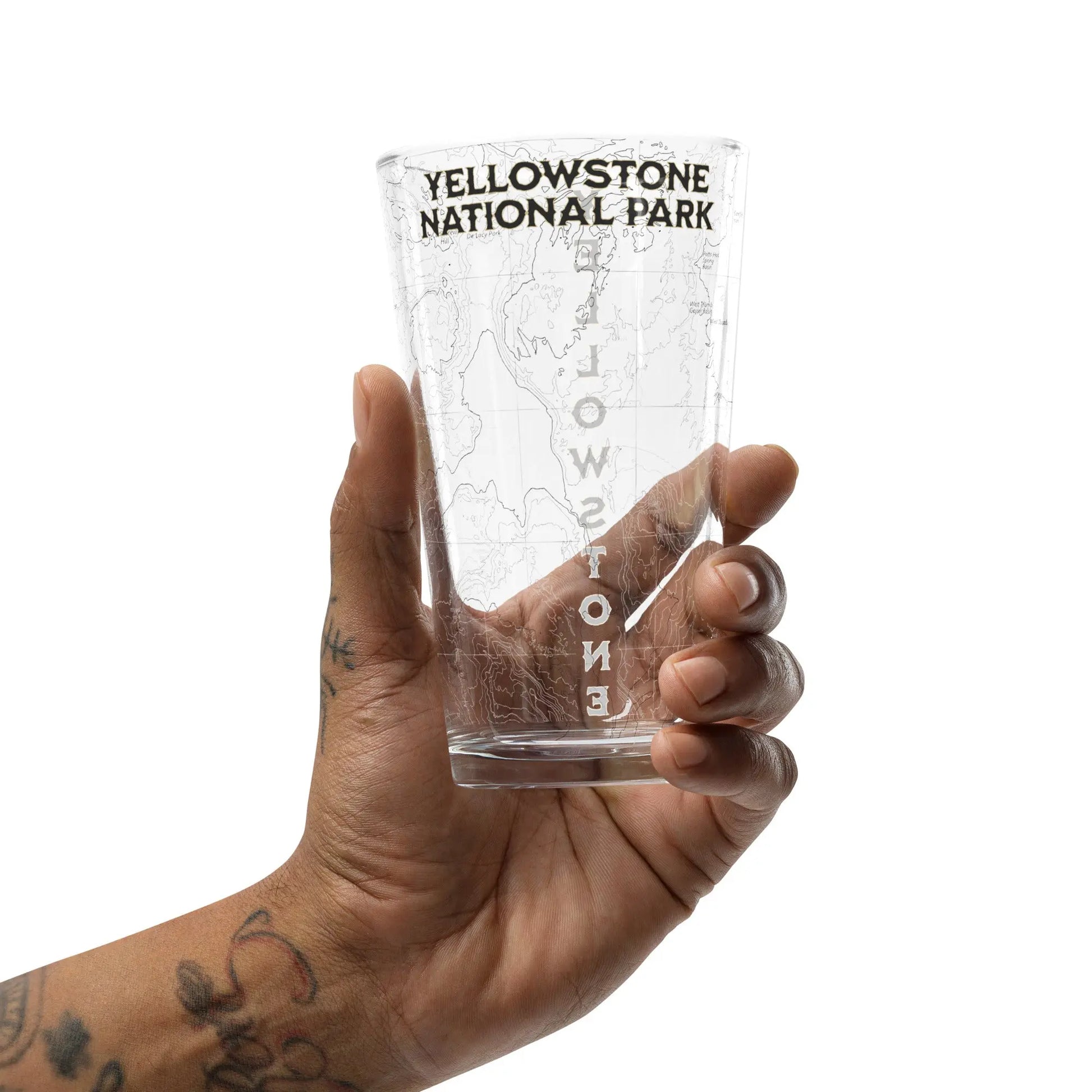 Yellowstone National Park Topographic Pint glass - Park Service Apparel