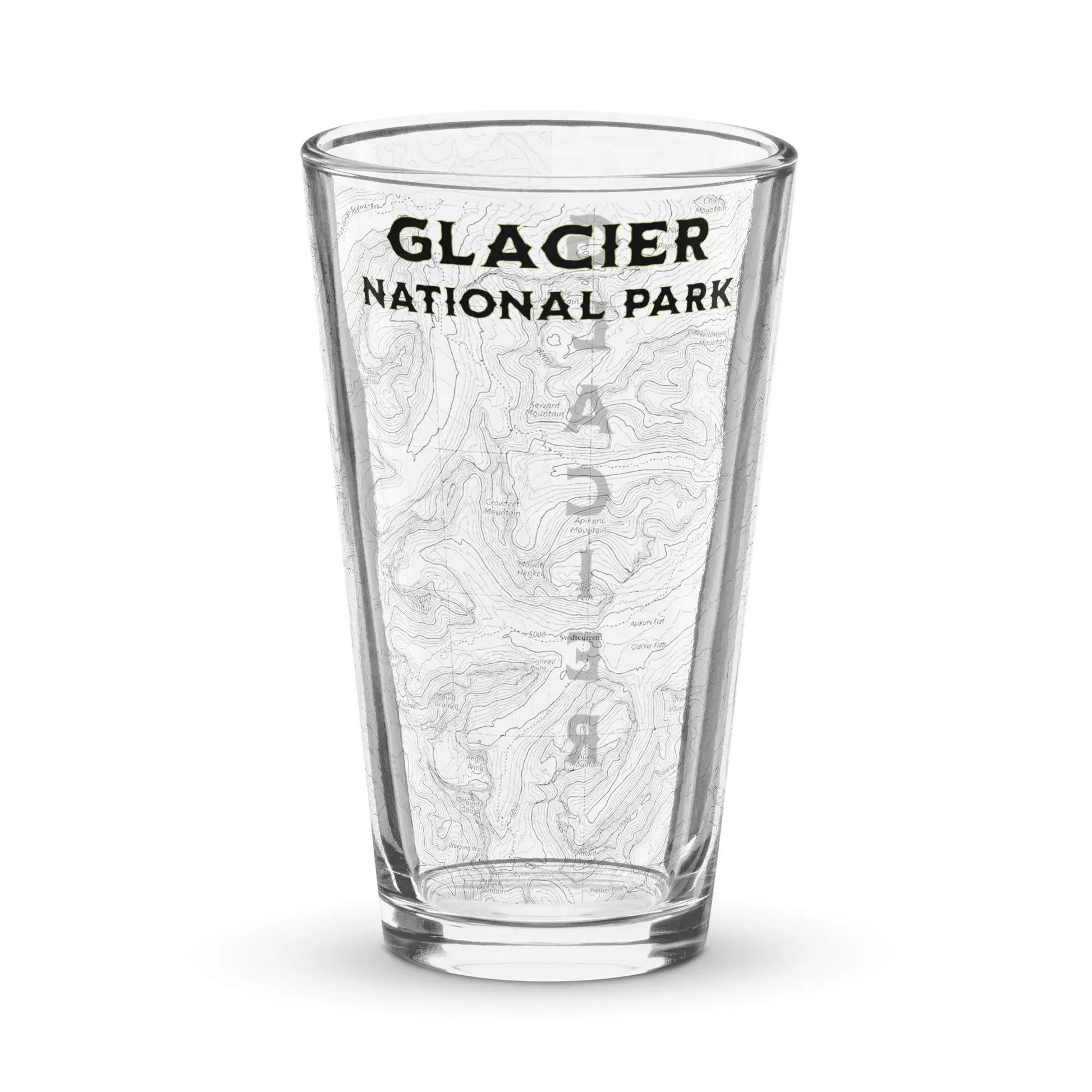 Glacier National Park Topographic Pint Glass - Park Service Apparel