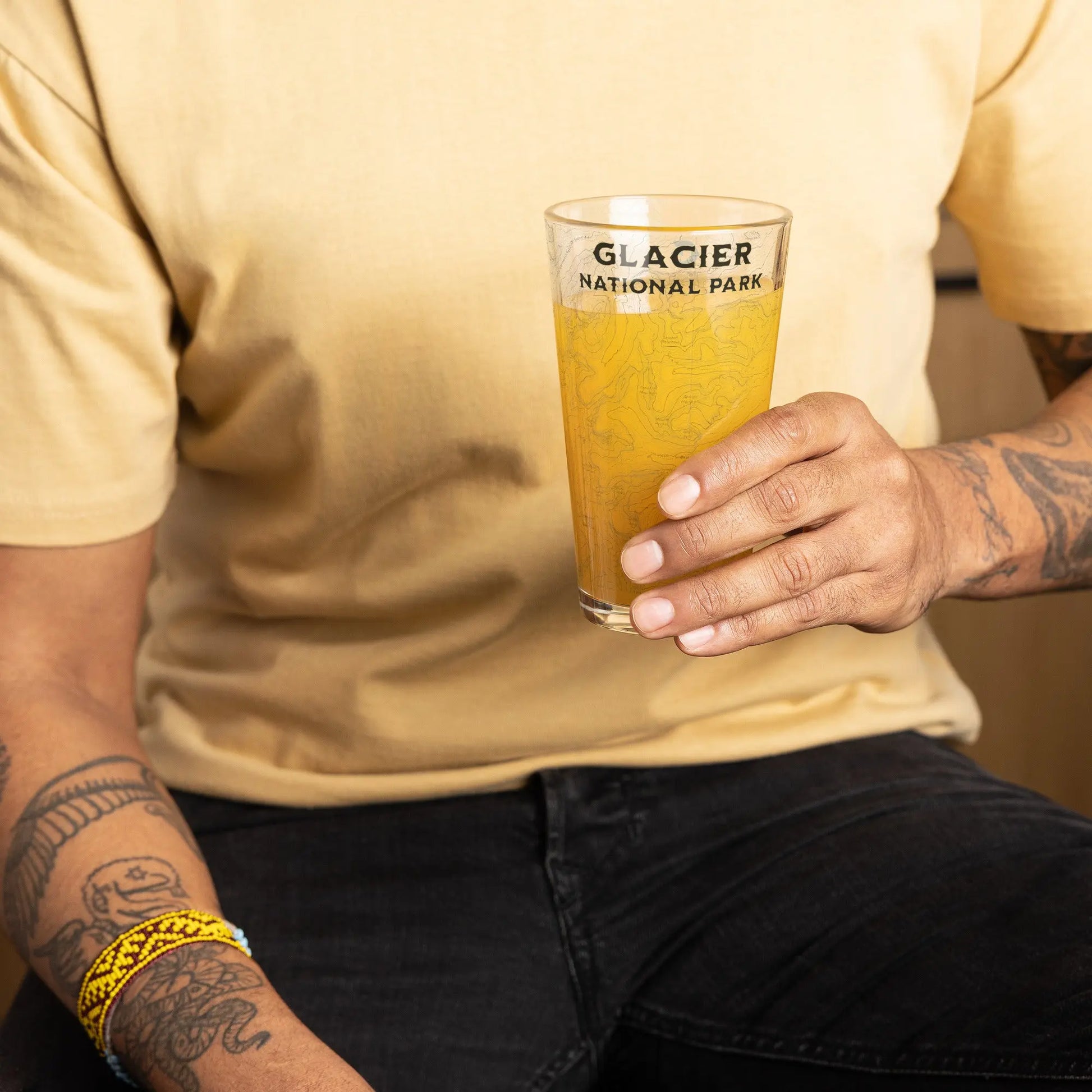 Glacier National Park Topographic Pint Glass - Park Service Apparel
