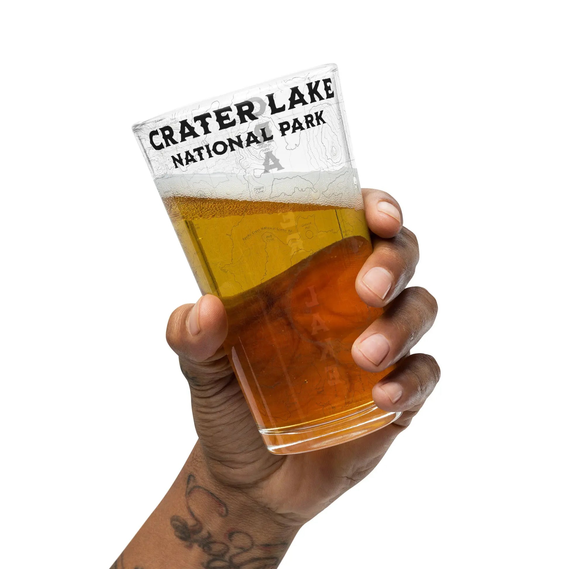 Crater Lake National Park Topographic Pint Glass USGS Topo Map PCT - Park Service Apparel
