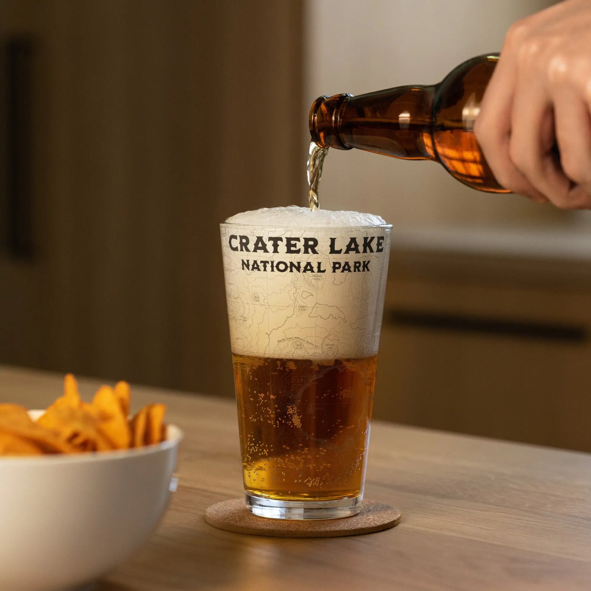 Crater Lake National Park Topographic Pint Glass USGS Topo Map PCT - Park Service Apparel