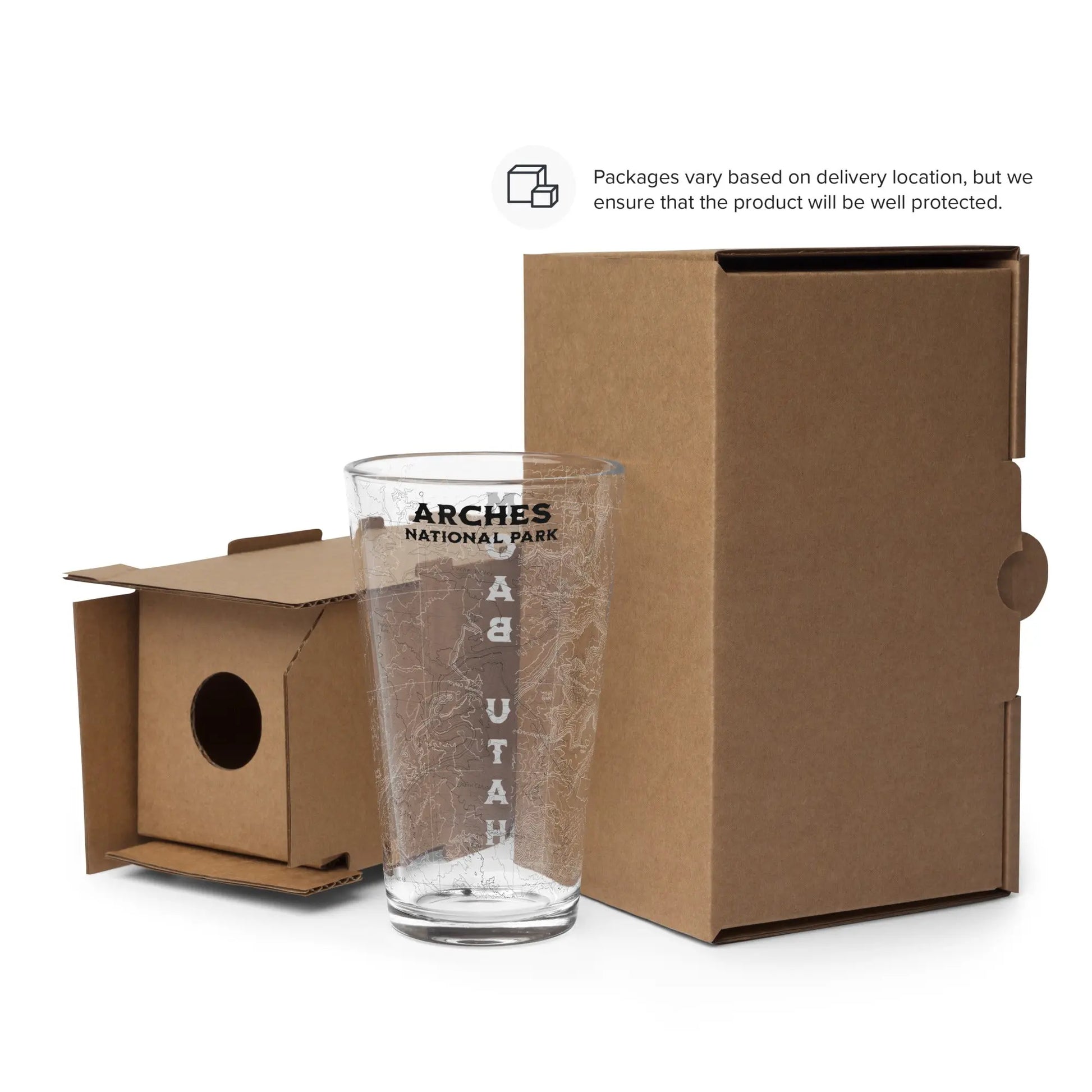 Arches National Park Topographic Pint Glass Moab Utah - Park Service Apparel