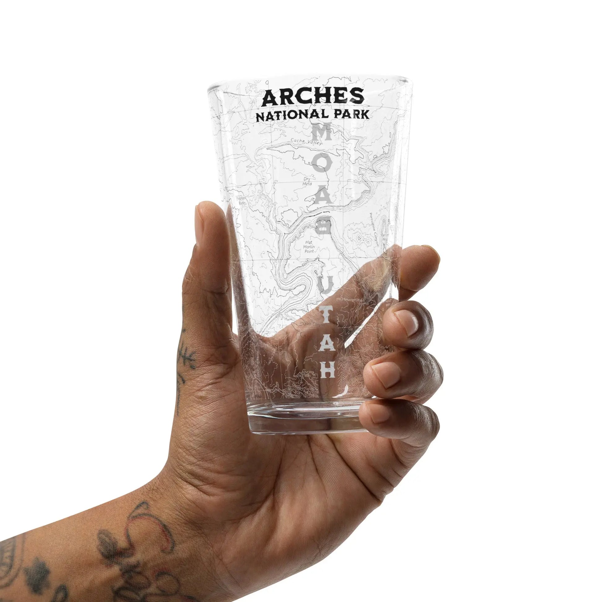 Arches National Park Topographic Pint Glass Moab Utah - Park Service Apparel