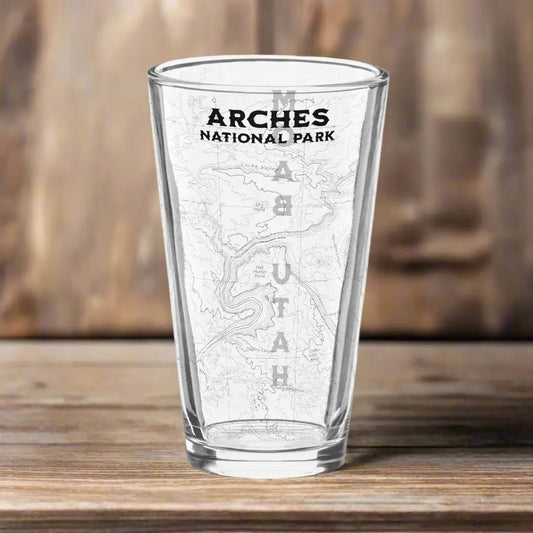 Arches National Park Topographic Pint Glass Moab Utah - Park Service Apparel