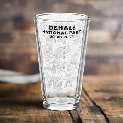 Denali National Park Topographic Pint Beer Glass - Park Service Apparel