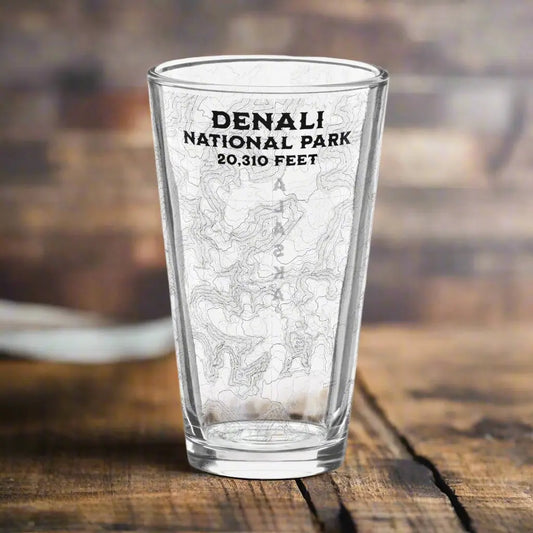 Denali National Park Topographic Pint Beer Glass - Park Service Apparel
