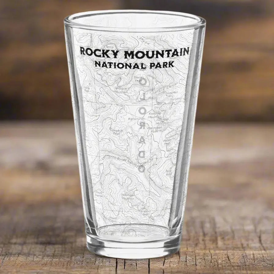Rocky Mountain National Park Topographic Pint Glass USGS Map Print - Park Service Apparel