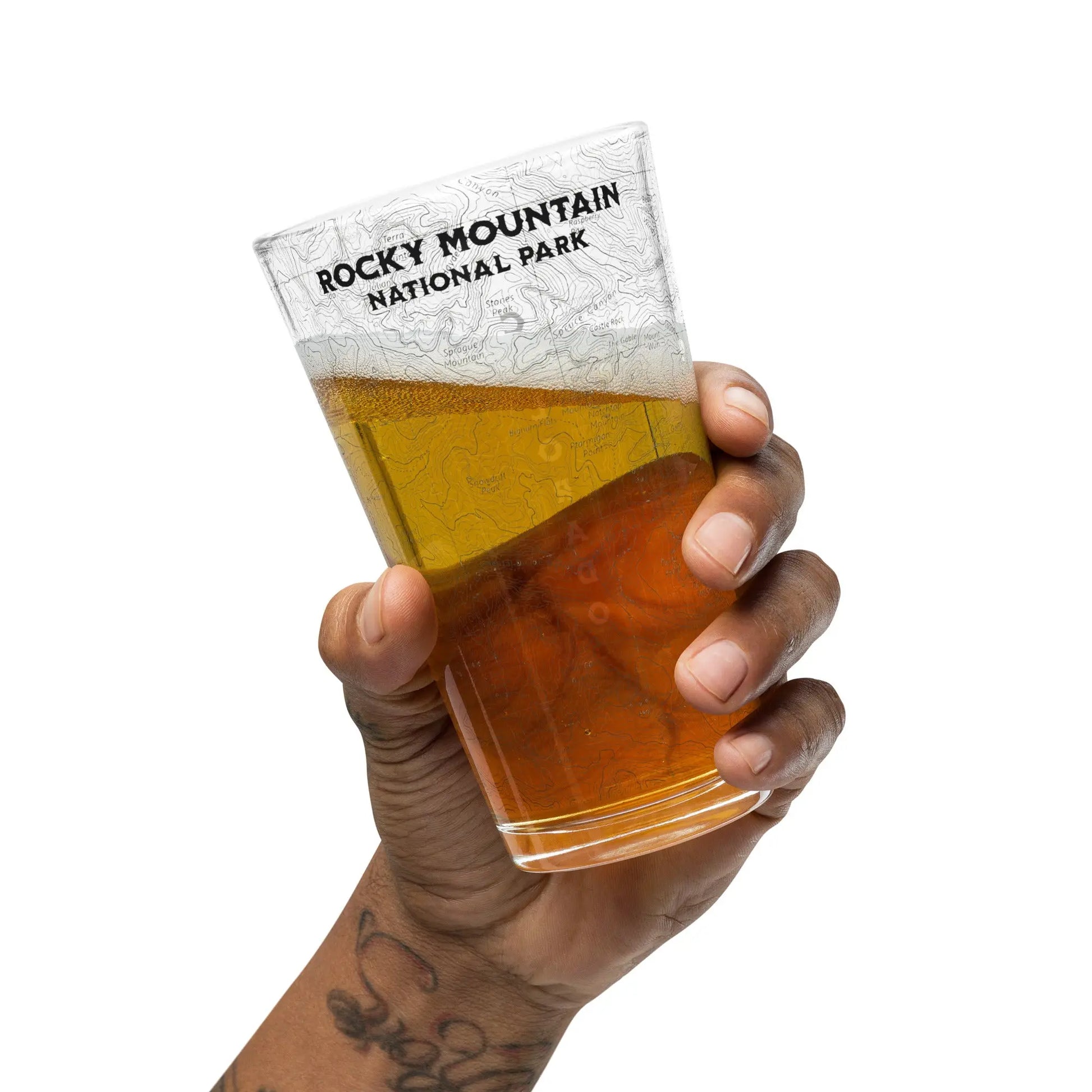 Rocky Mountain National Park Topographic Pint Glass USGS Map Print - Park Service Apparel
