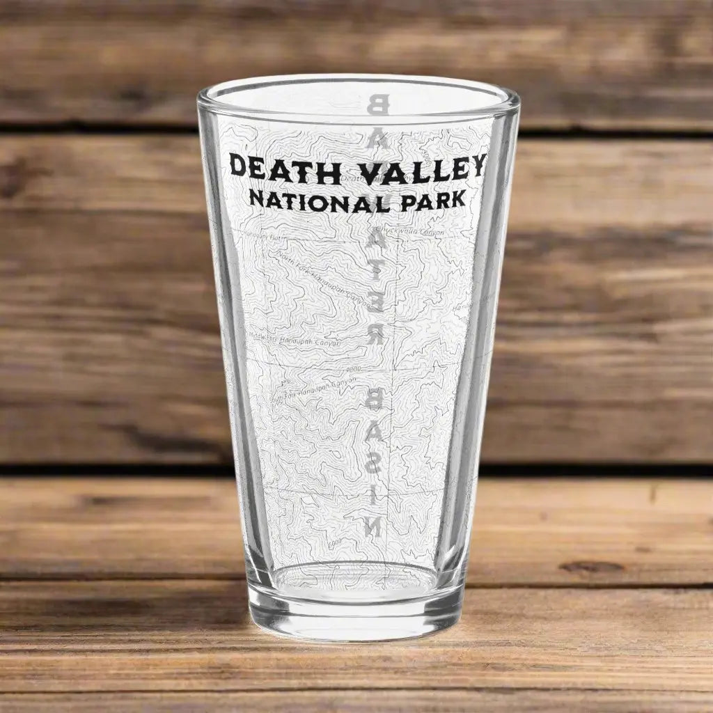 Death Valley National Park Topographic Pint Glass Badwater Basin Topo - Park Service Apparel