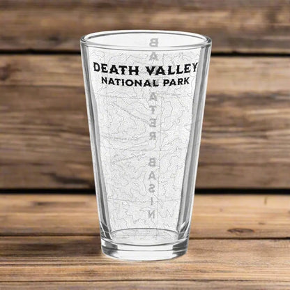 Death Valley National Park Topographic Pint Glass Badwater Basin Topo - Park Service Apparel