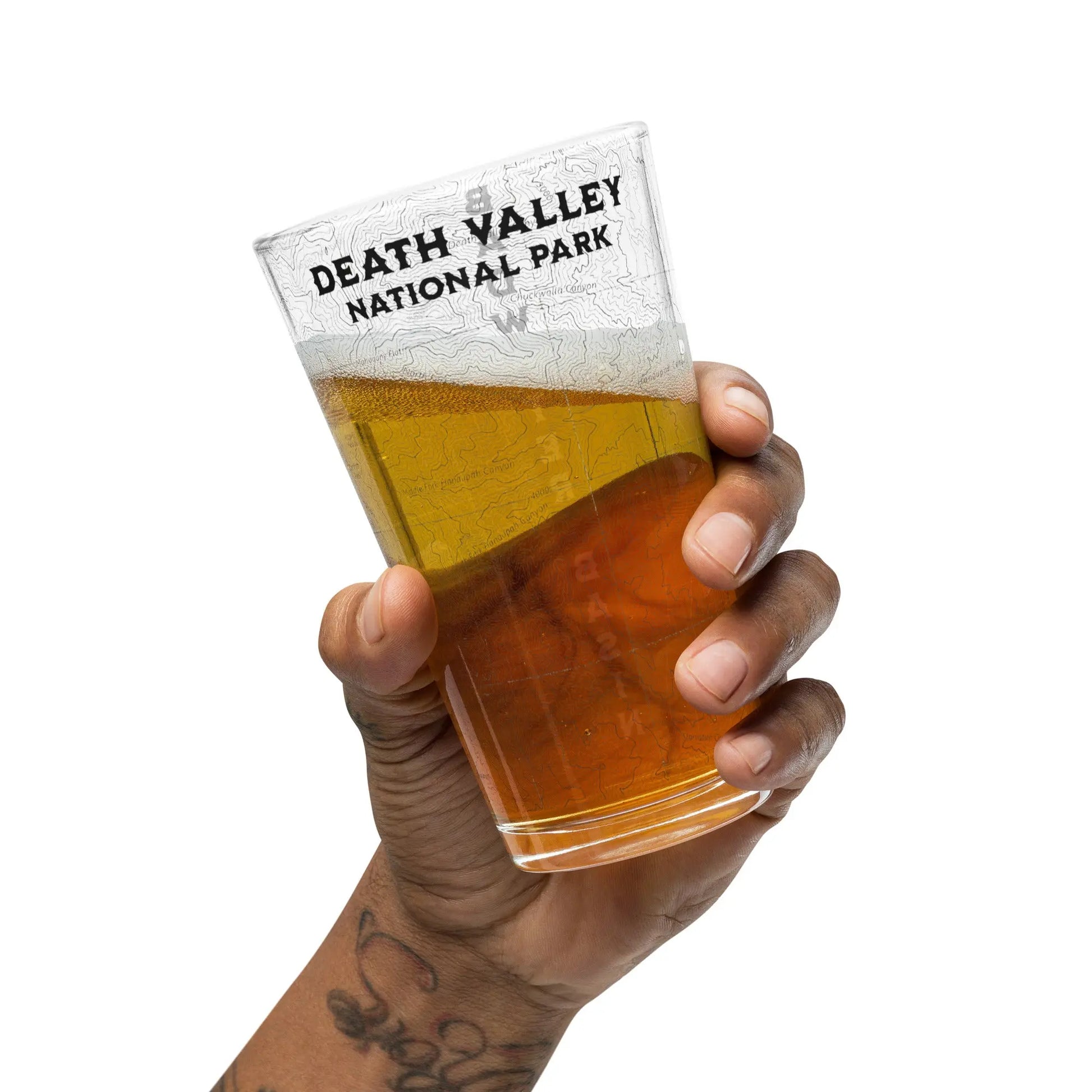 Death Valley National Park Topographic Pint Glass Badwater Basin Topo - Park Service Apparel