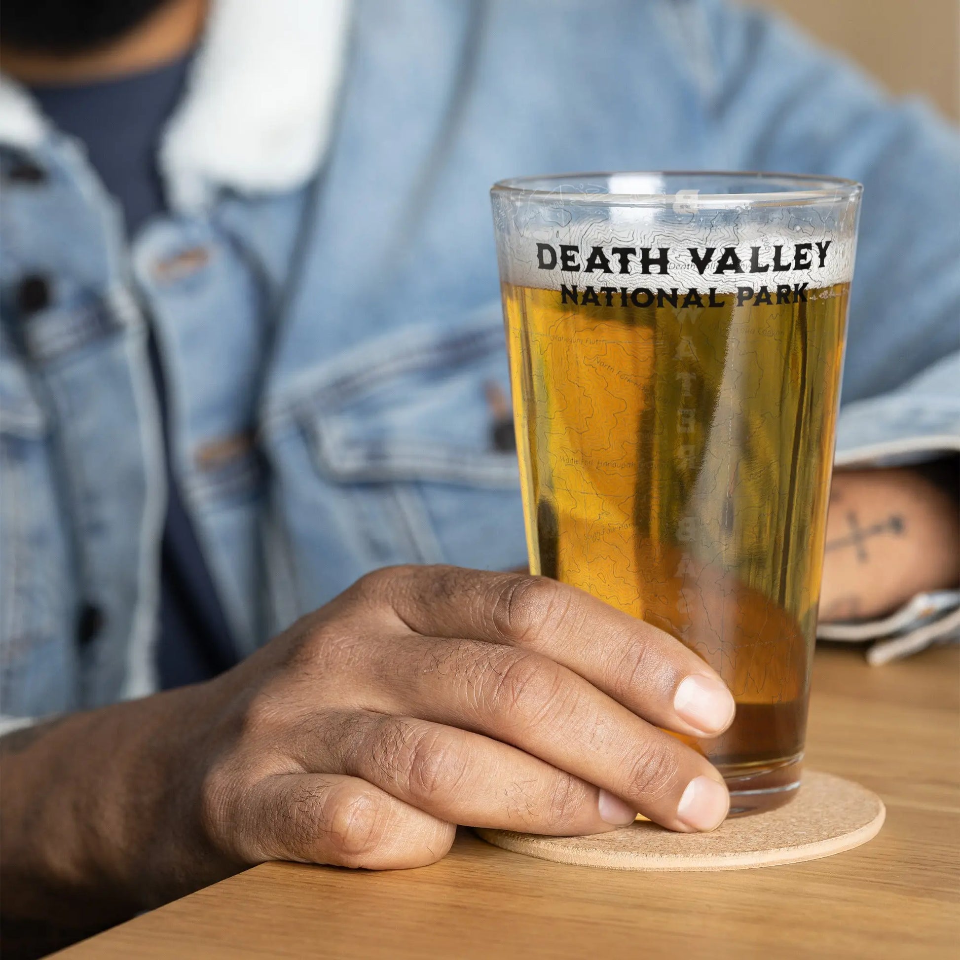Death Valley National Park Topographic Pint Glass Badwater Basin Topo - Park Service Apparel