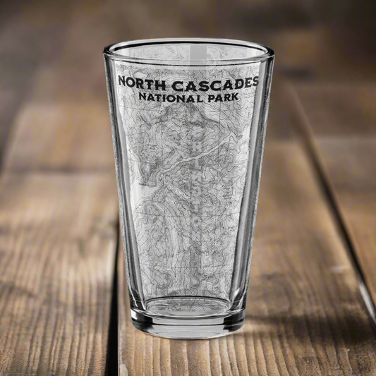 North Cascades National Park Topographic Pint Glass