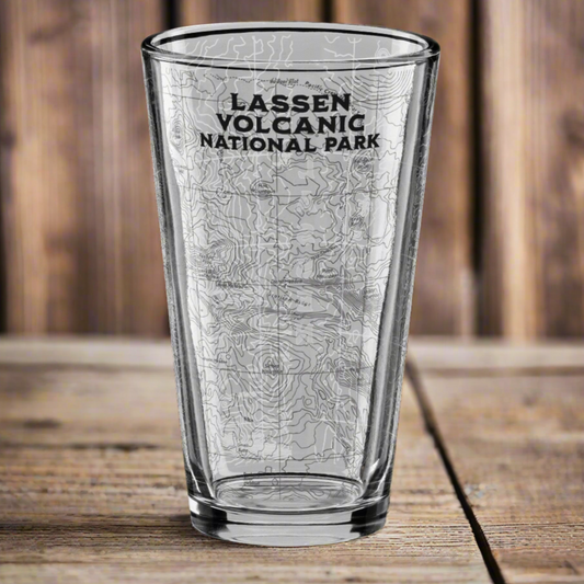 Lassen Volcanic National Park Topographic Pint Glass Park Service Apparel