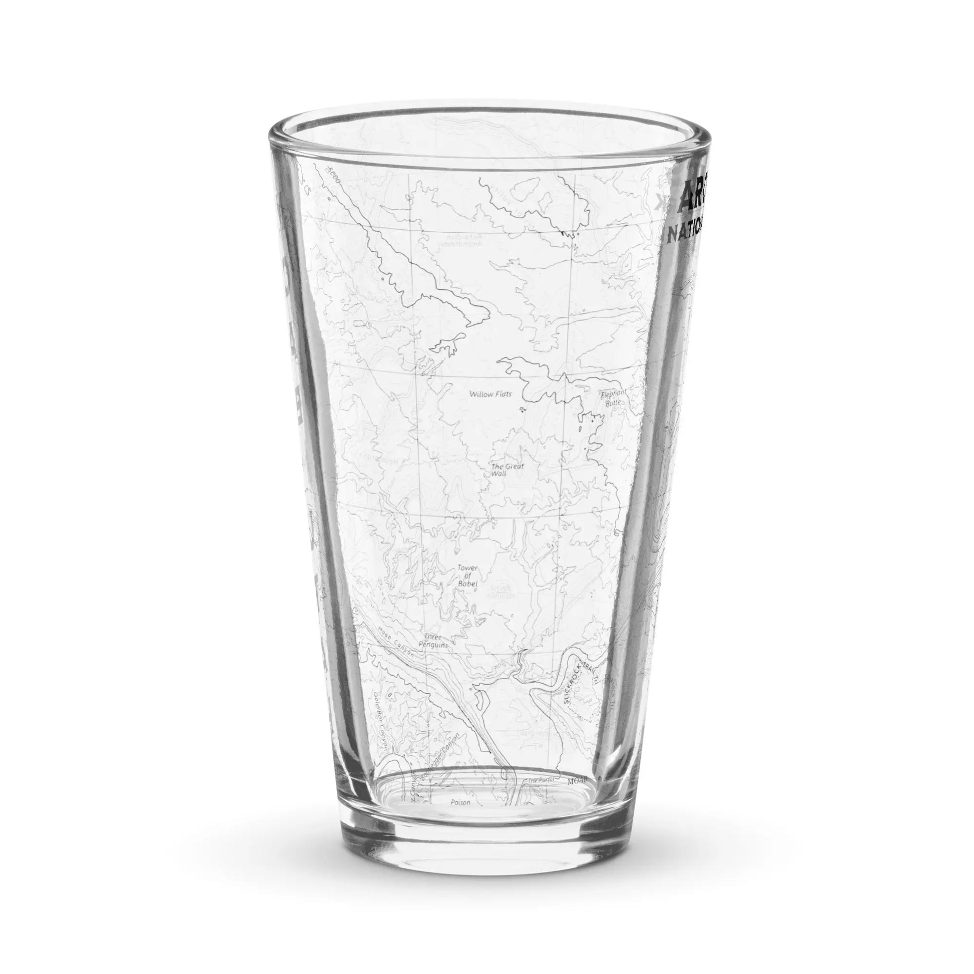 Arches National Park Topographic Pint Glass Moab Utah - Park Service Apparel