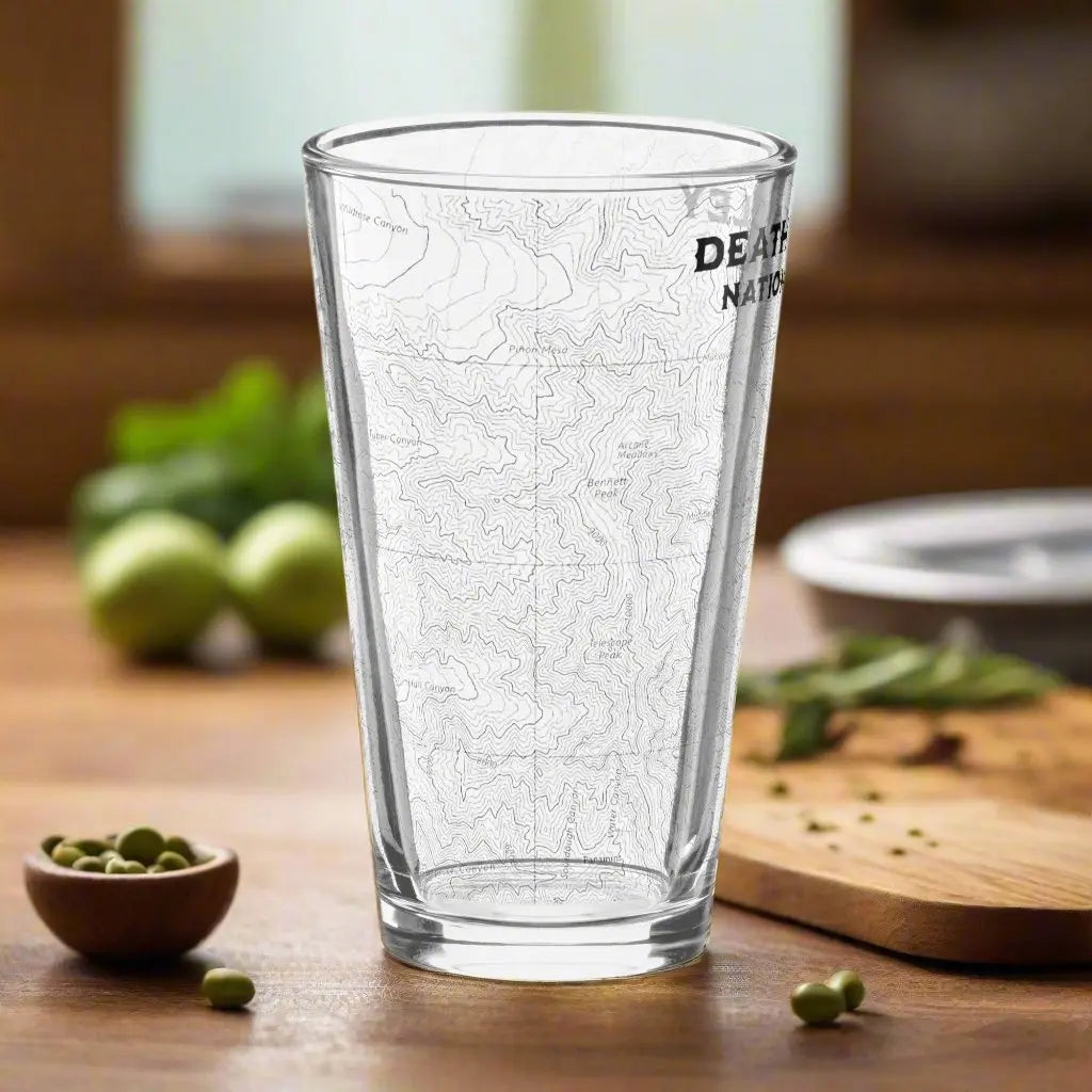 Death Valley National Park Topographic Pint Glass Badwater Basin Topo - Park Service Apparel