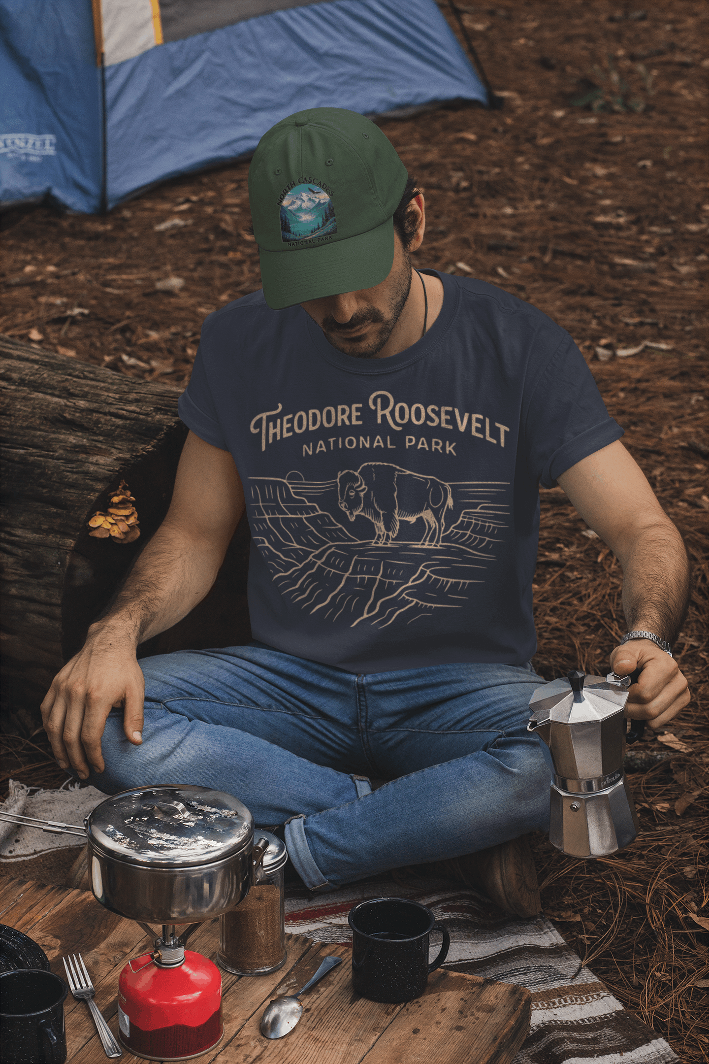 Theodore Roosevelt National Park Line Art Unisex T-Shirt T-Shirt Printify