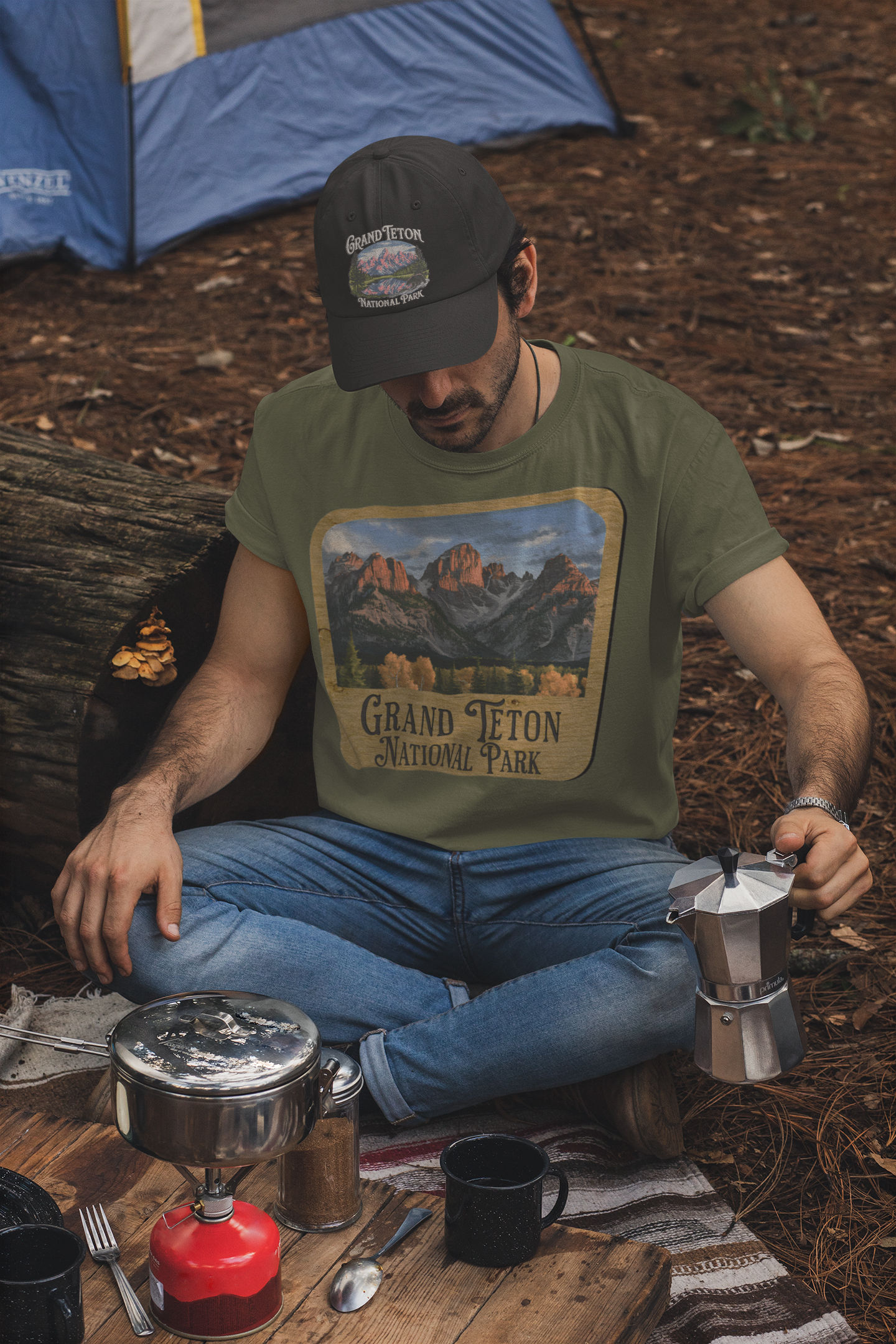 Grand Teton National Park Unisex Fit Soft T-Shirt Wood Sign Printify