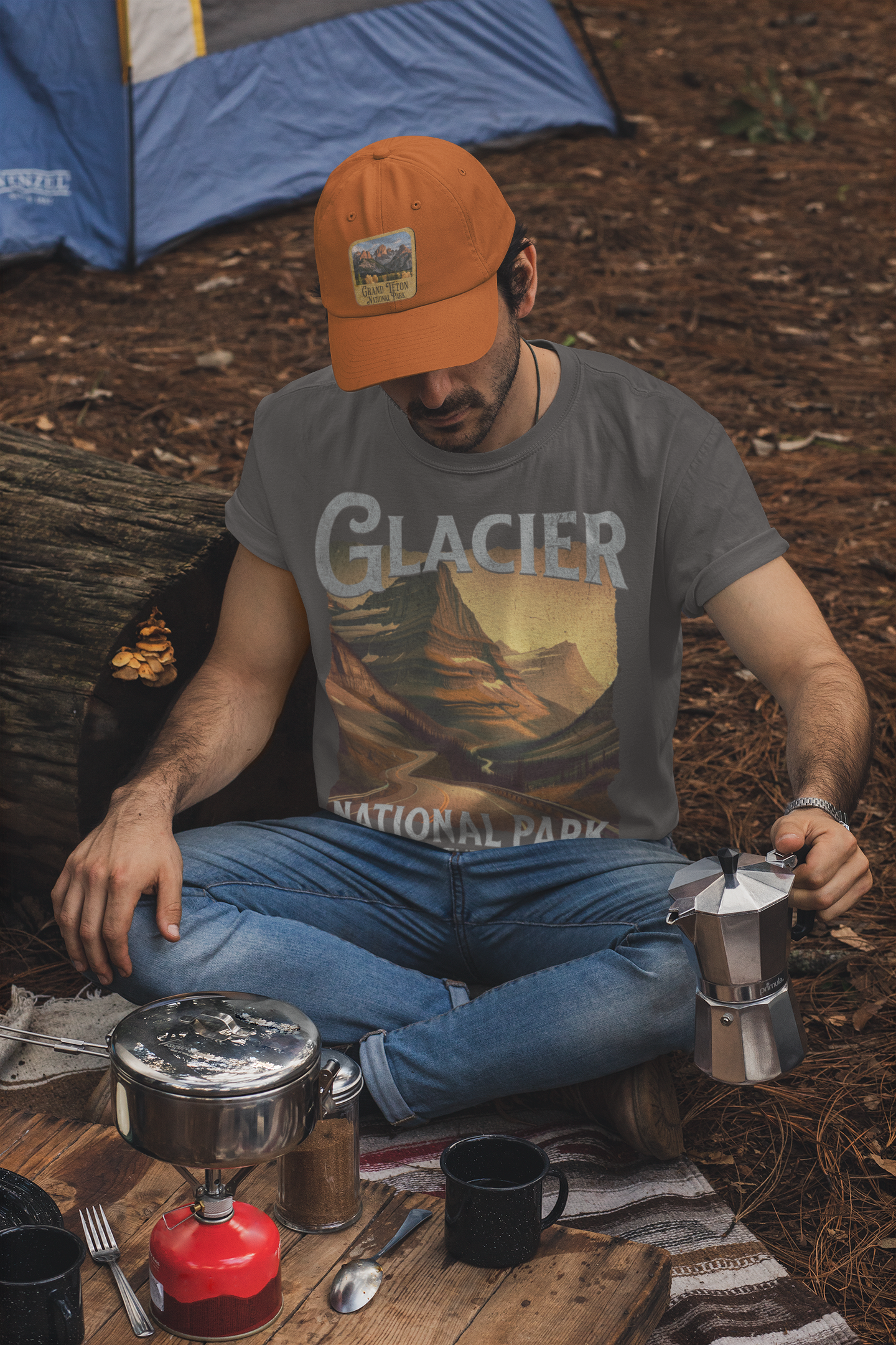 Glacier National Park Unisex Fit Soft T-Shirt Rustic Going to the Sun Road Printify