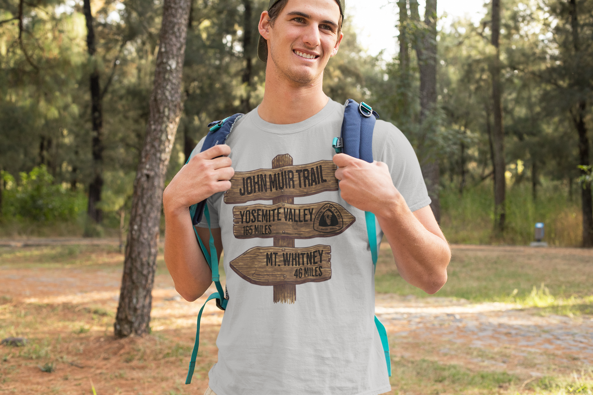 John Muir Trail Unisex Fit Soft T-Shirt Wood Sign 211 Miles Printify